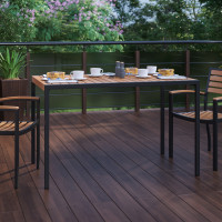Flash Furniture XU-DG-UH3048-GG Outdoor Dining Table with Synthetic Teak Poly Slats - 30